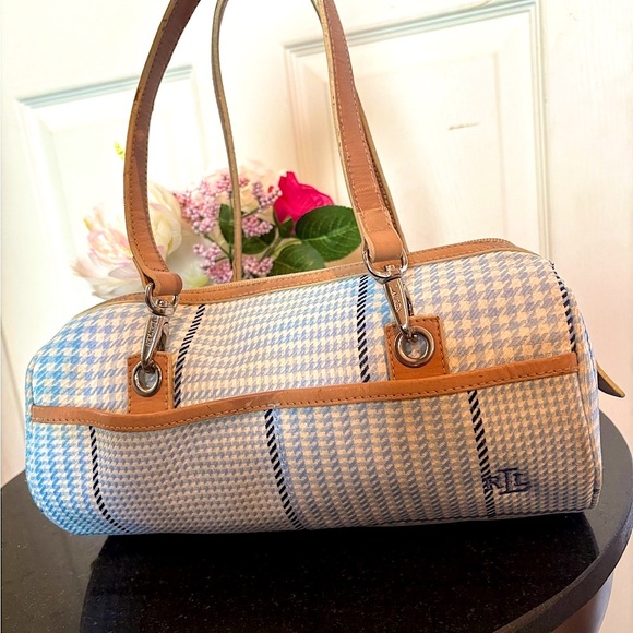 Ralph Lauren Blue and Tan Shoulder Bag - Picture 1 of 7